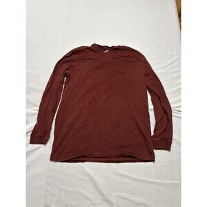 Duluth Trading Co Mens Longtail Long-Sleeve T-Shirt Dark Cocoa Large Slim *HOLE*